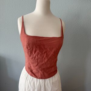 Abercrombie & Fitch Linen Smocked Crop Tank Size Medium